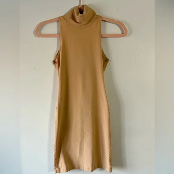 American Apparel Dresses | American Apparel Sleeveless Cotton Jersey Spandex Turtleneck Dress | Color: Cream/Tan | Size: Xs | Pm-17499507's Closet